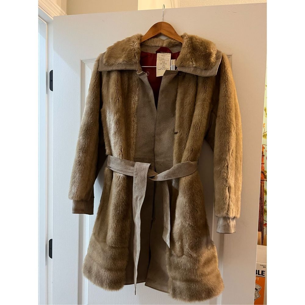 Vintage Rosewine Tissavel  of France faux fur and suede coat from 1960s